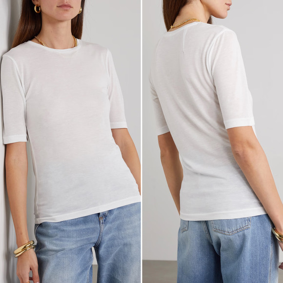 Toteme Thin Cashmere Modal Tee Off White Women's T-Shirt size XS Minimalist Prep - Picture 1 of 10